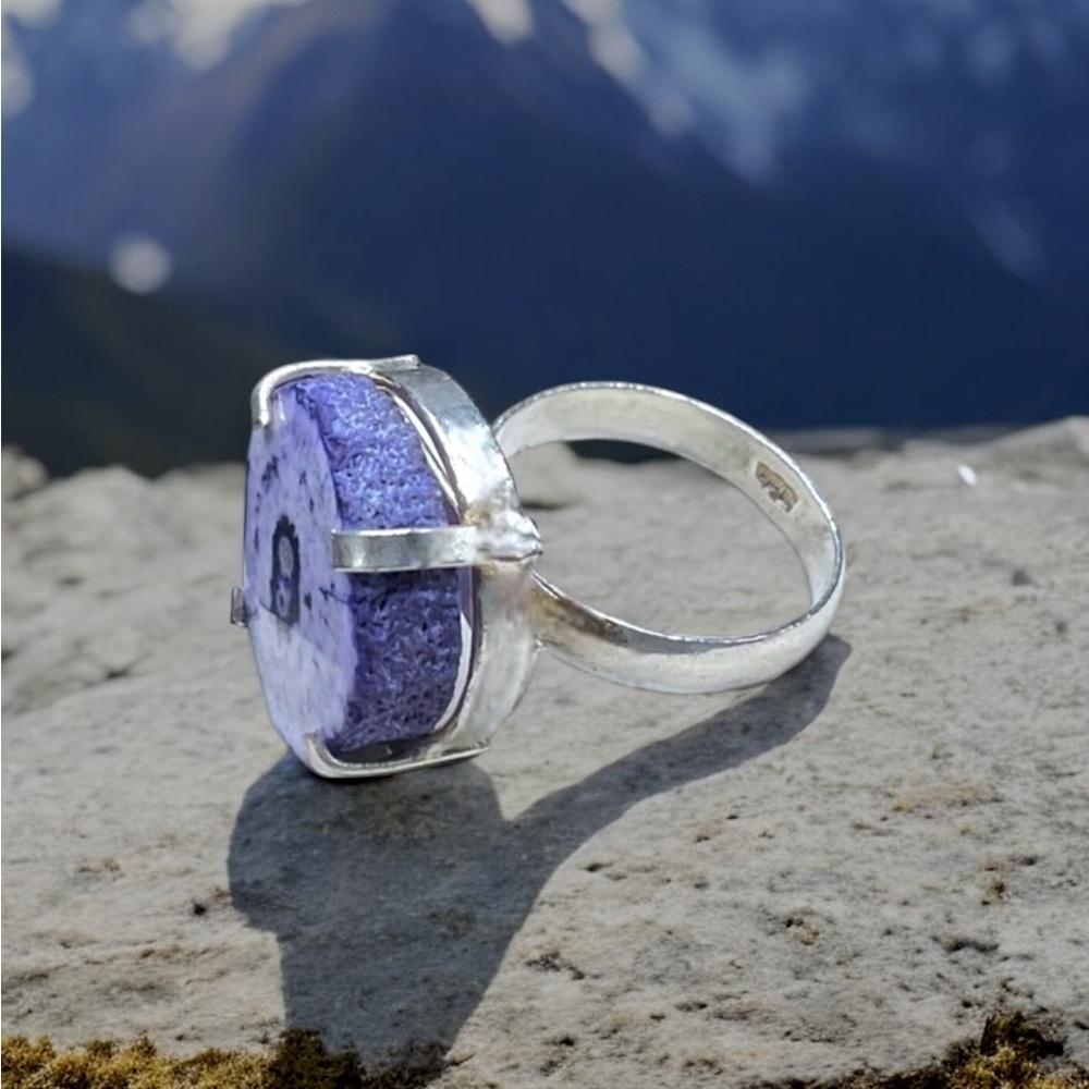 Unique Artisan Sterling Geode Ring - image 5
